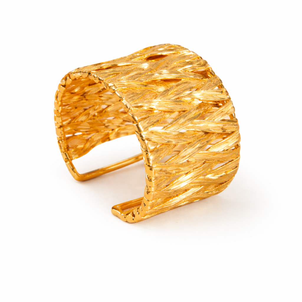 Gold cuff woven bracelet