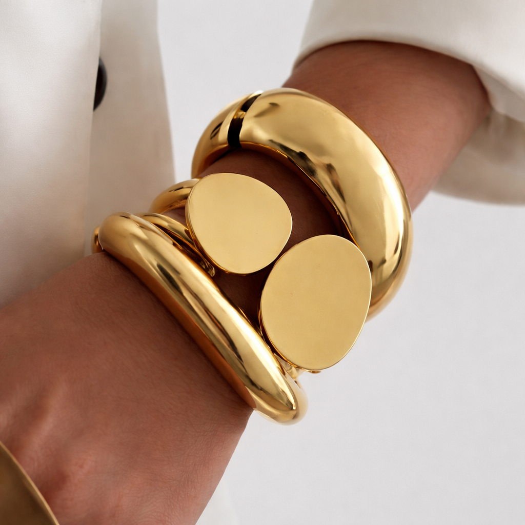 Classic High-Polish Gold Cuff Bracelet